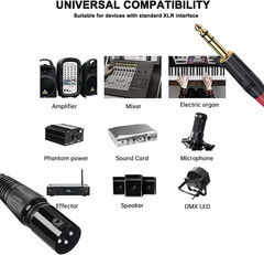 XLR to 1/4 TRS Stereo Adapter,Xlr Male to 1/4 Inch Balanced Microphone Stereo