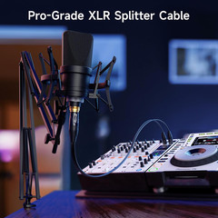 Balanced XLR Splitter Cable – 1.5Ft / 0.5M, XLR Y Cable 2 Male to 1 Female
