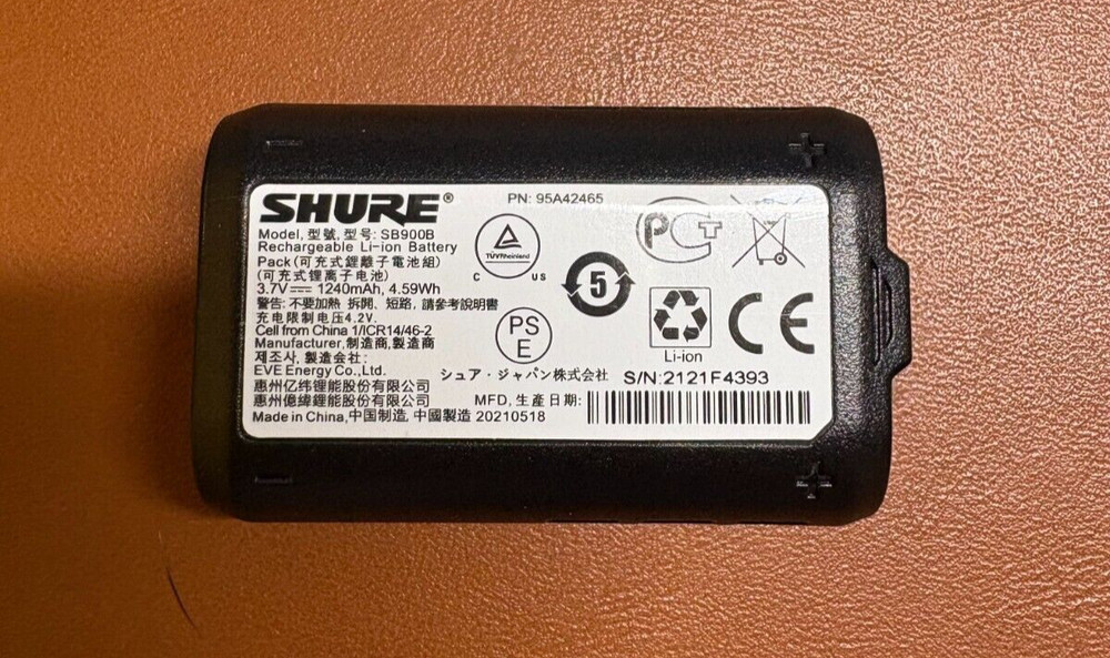 Shure SB900B 3.7V 1320mAh Lithium-Ion Rechargeable Battery