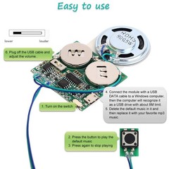 Recordable Sound Module, Icstation 8M USB Programmable Sound Chip with Speaker,