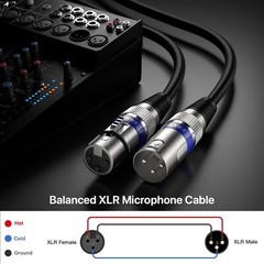 XLR Microphone Cable 2 Feet – XLR Male to Female 3 Pins Balanced XLR Cables 6