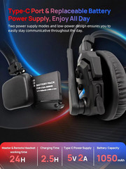 XTALK X4 Full Duplex Wireless Intercom Headset System for 4 People