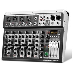 6 Channel Audio Interface Sound Board Mixing Console 16-Bit DSP DJ Mixer…