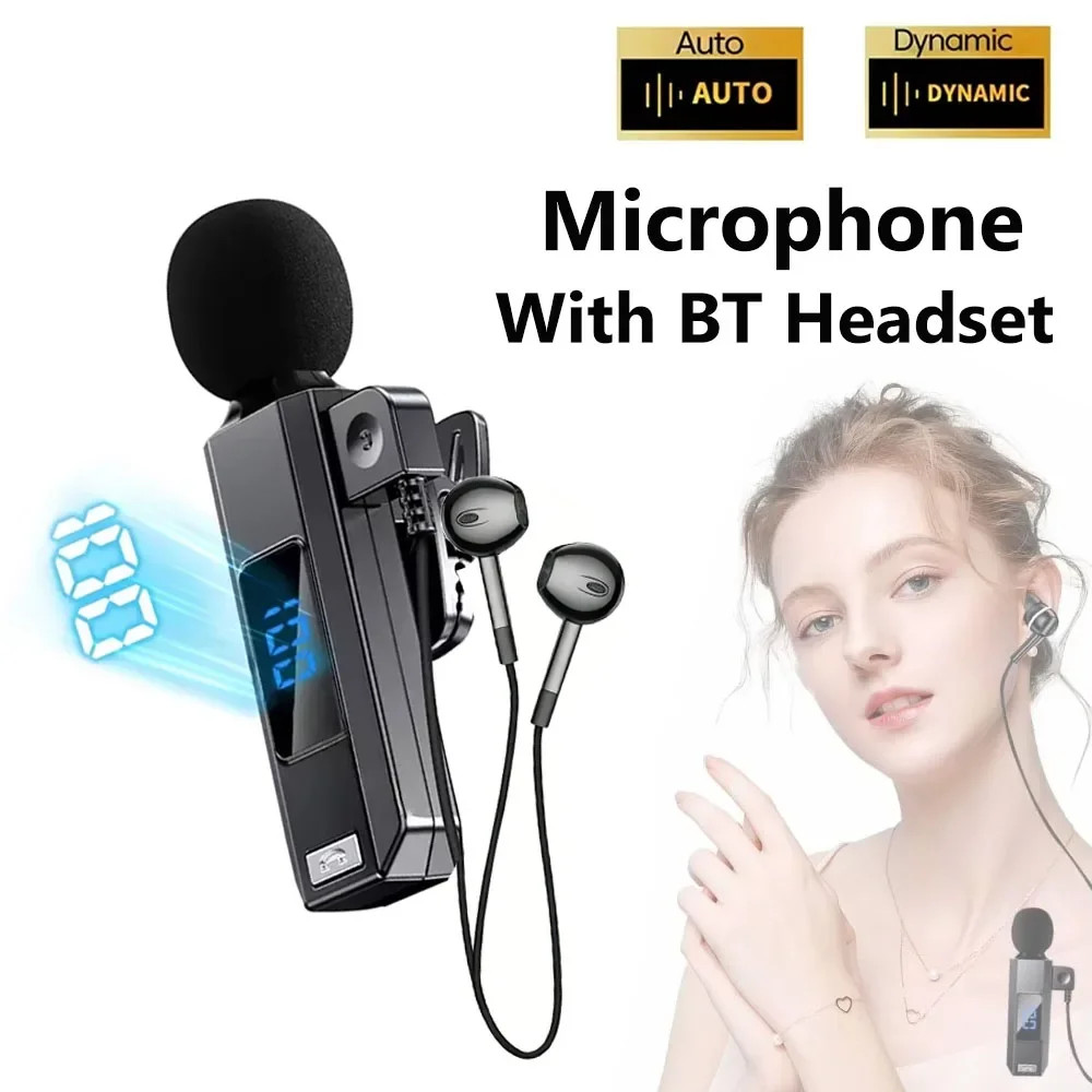 Microphone With Bluetooth Headset HD Calling Noise Canceling