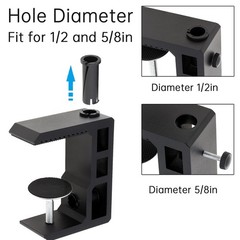 „Heavy Duty Desk Clamp for 1/2” Microphone Boom Arm, Fits 3.3″ Desktop“