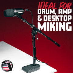 Gator Rok-It Series Low-Profile Microphone Stand with 16″ Adjustable Boom Arm