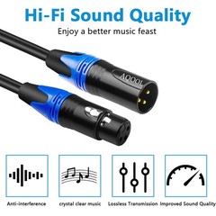XLR Cable Premium Microphone Cables 50ft 2 Pack, Balanced Gold-Plated 3 Pin X…