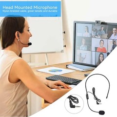 Set of 2 Headset Microphone, Flexible Wired Boom for Voice Amplifier,Teachers,