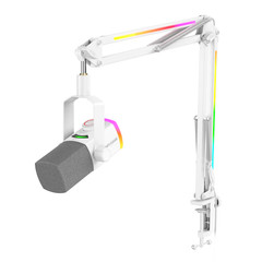 FIFINE AmpliGame AM8PROT Dynamic Microphone Kit with RGB Boom Arm Stand – White