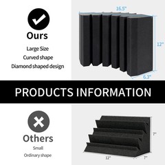 4 Pack Bass Traps Corner Acoustic Foam Corner 16.5″ X 6.3″ X 12″ Acoustic Foa…