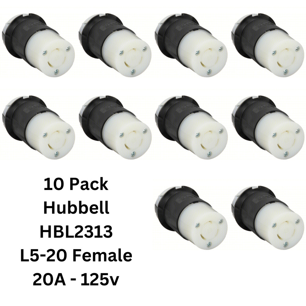 LOT 10x Hubbell HBL2313 AC Female Edison NEMA L5-20R Receptacle 20A 250V Connect