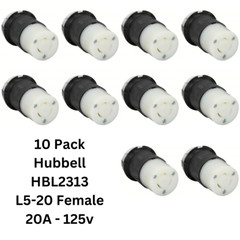LOT 10x Hubbell HBL2313 AC Female Edison NEMA L5-20R Receptacle 20A 250V Connect