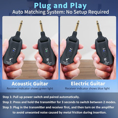 Wireless Guitar System 2.4GHz A9 Transmitter Receiver 100FT Rechargeable