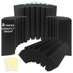 8 Pack – Bass Traps Acoustic Foam Corner, 9.8×9.8 * 4.7“ Black Bass Traps Co…