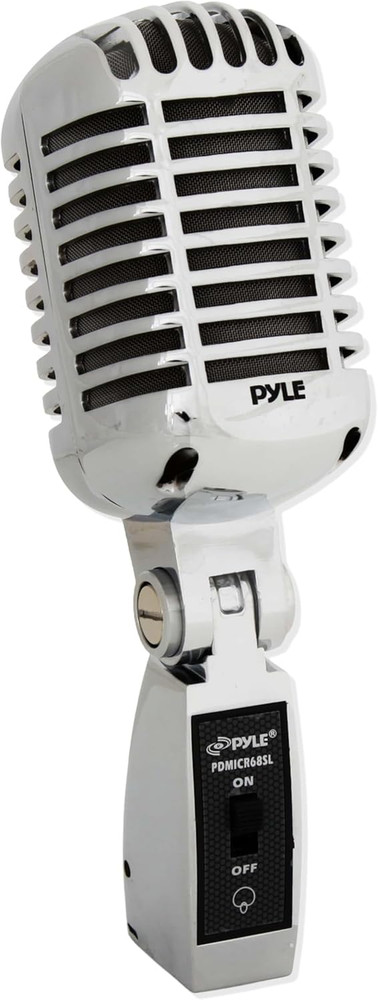 Vintage Style Dynamic Vocal Microphone with XLR Cable – Silver