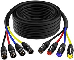 4-Channel XLR Snake Cables 4FT, 4 Colored XLR Male to Female Microphone Cable…