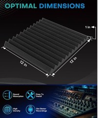 24 Pack Self-Adhesive Soundproof Foam Panels – 12x12x1, Fire-Resistant Solution