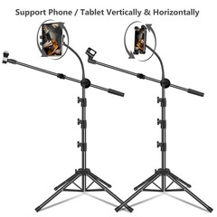 Mic Stand, Microphone Stand Floor Boom Mic Stand with Holder Height Adjustabl…