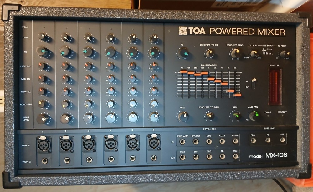 MX-106 TOA Powered Mixer Tested Vintage 1988 30-Day Guarantee-Amplifier