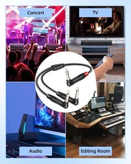 Guitar Cable Right Angle 1/4 inch TRS Stereo to Right Angle Dual 1/4 inch TS …