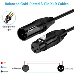 XLR Cable Premium Microphone Cables 50ft 2 Pack, Balanced Gold-Plated 3 Pin X…