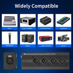 1-IN-4-OUT XLR Audio Splitter Box ; XLR 1 Female to 4 Male Balanced Converter…