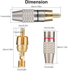 Elechood 20Pack RCA Male Plug Solder, Gold Audio Video Cable Adapter