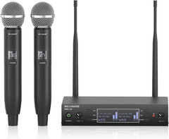 Dual Channel Wireless Microphone System, Auto-Scan Professional Cordless Dynami