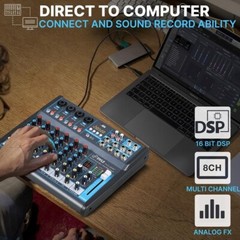 Pyle PMXU83BT Bluetooth Pro Audio DJ Sound Mixer 8 Channels