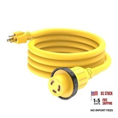 10FT 30-Amp to 15-Amp 110V Marine & RV Extension Cord, Nema 5-15P to L5 10 Ft