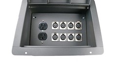 Recessed Stage Audio Floor Box w/8 XLR Mic Female Connectors + AC Outlet