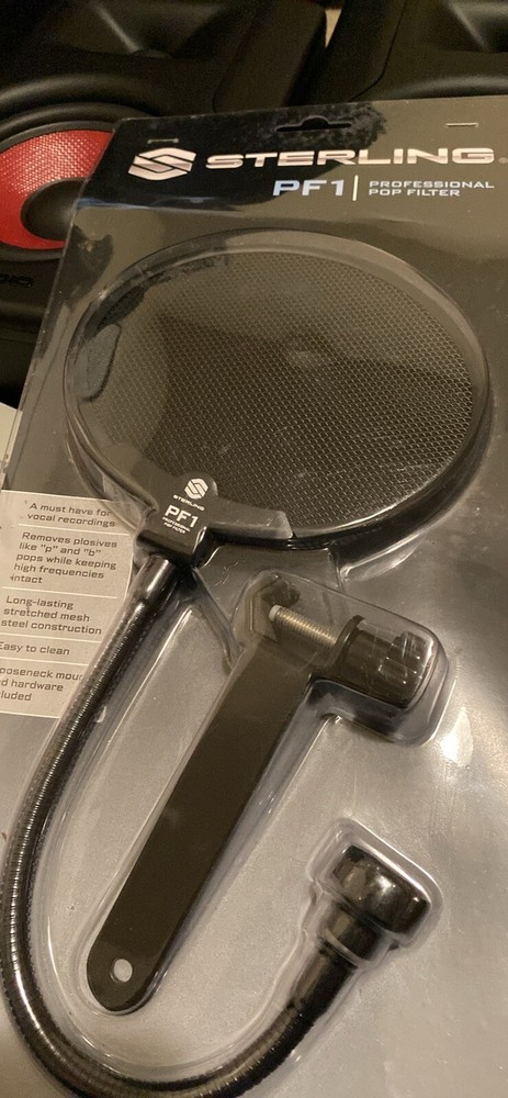 Sterling Audio Professional Pop Filter PF1 Windscreen – Black – Gooseneck New