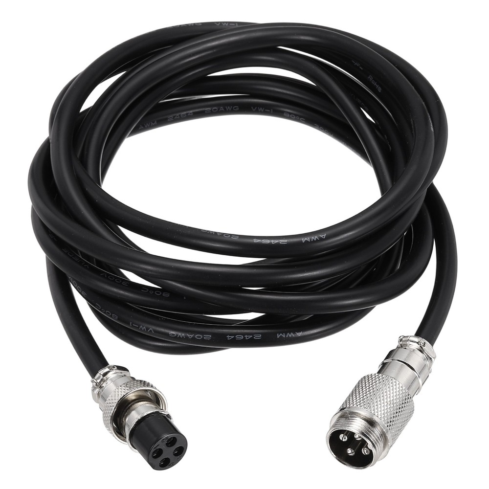 9.9ft GX16 4 Pin Cable Male to Female Head Aviation Cordset 22AWG, Black