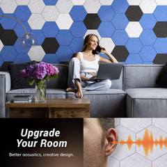12 Pack Hexagon Acoustic Panels, 12″X 10″X 0.4″ Self-Adhesive Sound Proof