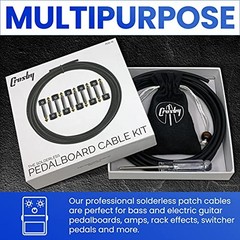 Crosby Solderless Pedalboard Cable Kit 10ft 10 Gold Connectors Guitar Patch DIY