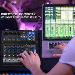 Pyle 6-Channel Professional Audio Mixer- USB, Bluetooth, 48V Phantom Power
