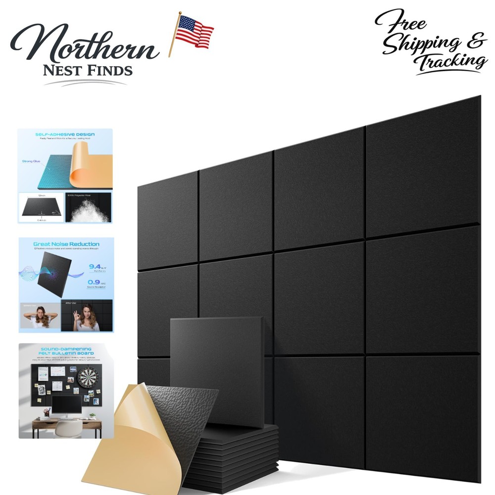 Eco-Friendly 12 Pack Soundproof Wall Panels – Easy Peel & Stick Installation
