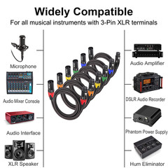 Premium 25Ft XLR Microphone Cables – 6 Pack Braided Dual Shielded 3-Pin