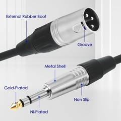 2 Pack Balanced XLR Male To 1/4 Inch 6.35mm TRS Jack Mic Wire Fits 15 FT