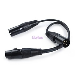 3Pin XLR Female Jack To Dual 2 Male Plug Y Splitter Cable Adapter Microphone USA