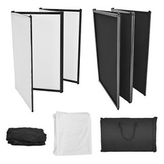 48″x 25″ White+Black DJ Foldable Facade Portable Event Booth Panels w/Carry Bag