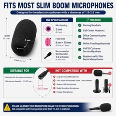 Mini Size Headset Windscreen Microphone Foam Cover Small 2 x 15 mm 20 Black