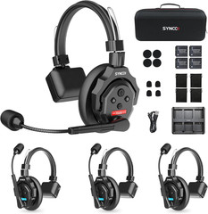 XTALK X4 Full Duplex Wireless Intercom Headset System for 4 People