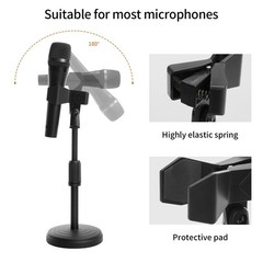 Desk Mic Stand – Upgraded Adjustable Table Microphone with Black