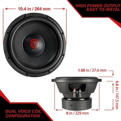PRORECK 410 10″ Car Subwoofer Pair 1200W Dual 2 Ohm DVC Audio Stereo Sub Woofers