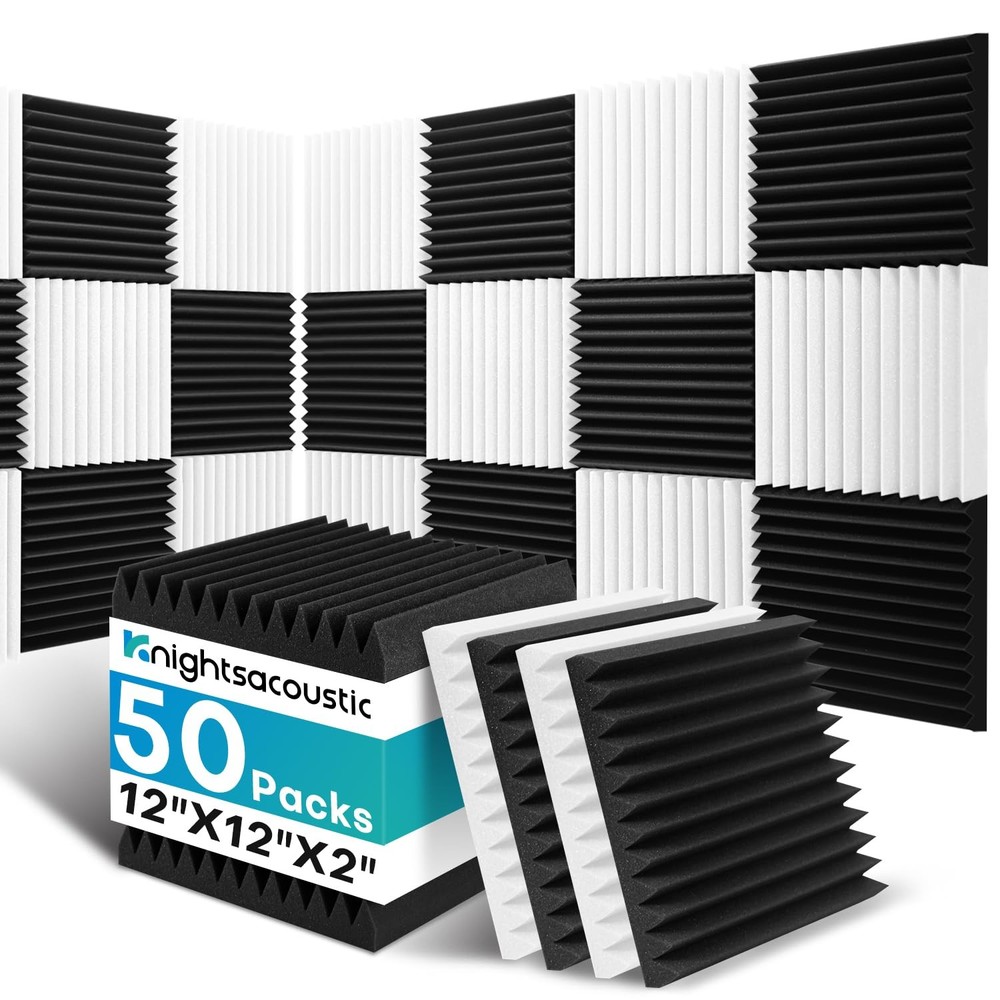 50 Pack Sound Proof Foam Panels for Walls, 2 X 12 X 12 Inches Acoustic Foam P…
