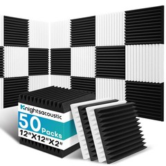 50 Pack Sound Proof Foam Panels for Walls, 2 X 12 X 12 Inches Acoustic Foam P…