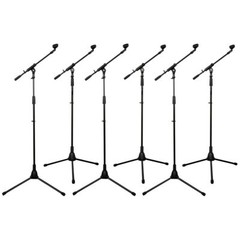 Talent Tripod Mic Stand w/Telescopic Boom 6-Pack