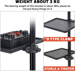 Universal Microphone Stand Tray Adjustable Clamp On Utility Shelf for Accessorie