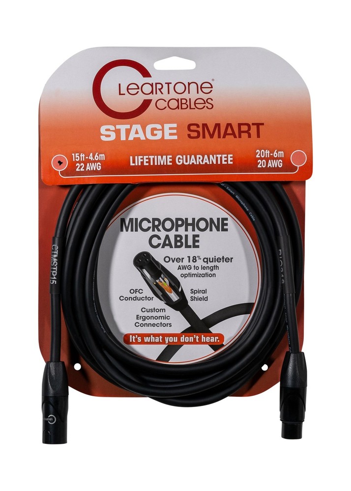 Cleartone 15-Foot Stage Smart Microphone Cable, 22 AWG – 1 Pack